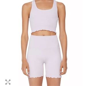 Spiritual gangster ribbed ruffled yoga set